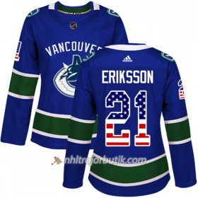 Dame Ishockey Vancouver Canucks Tröja Loui Eriksson 21 Adidas 2017-2018 Blå USA Flag Fashion Authentic